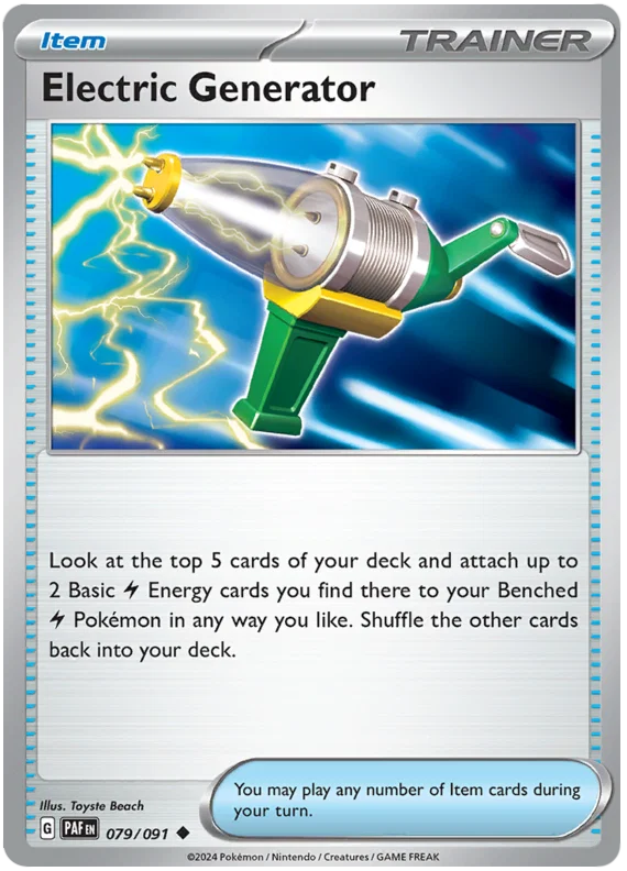 Electric Generator common trainerkaart #079 uit de Pokémon Paldean Fates set