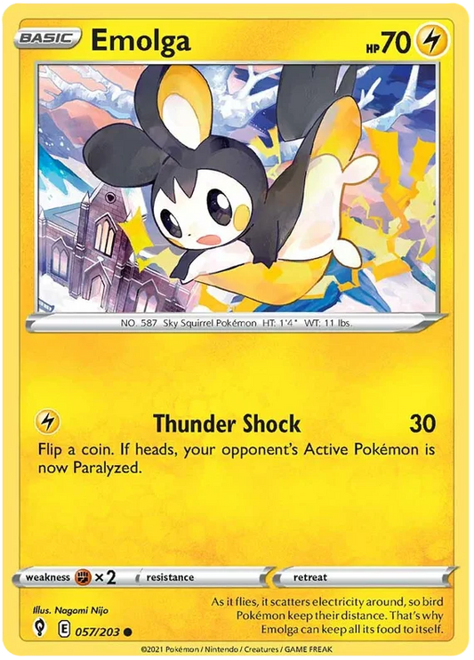 Emolga Pokémon kaart Evolving Skies – Elektrische common kaart voor verzameling of deck