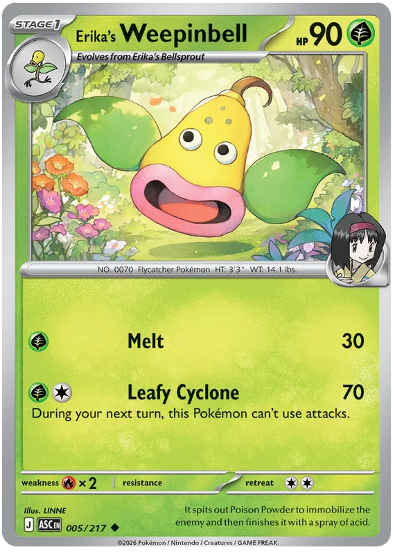 Erika's Weepinbell #005 common kaart uit de Ascended Heroes Pokémon set