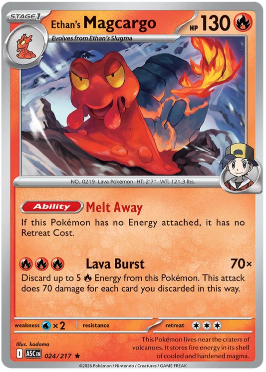 Ethan's Magcargo Holo kaart #024 uit de Ascended Heroes Pokémon set