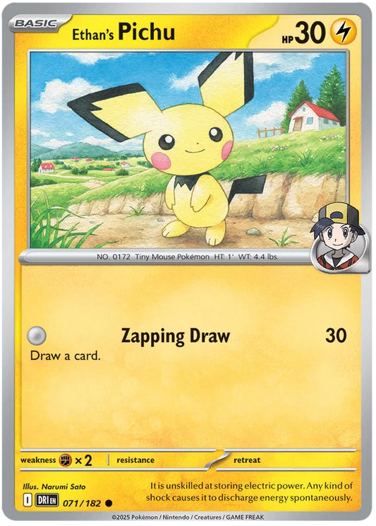 Ethan's Pichu common kaart nummer 071 uit de Pokémon Destined Rivals set