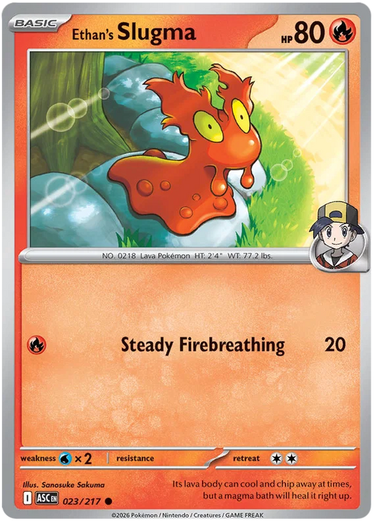 Ethan's Slugma common kaart nummer 023 uit de Ascended Heroes Pokémon set