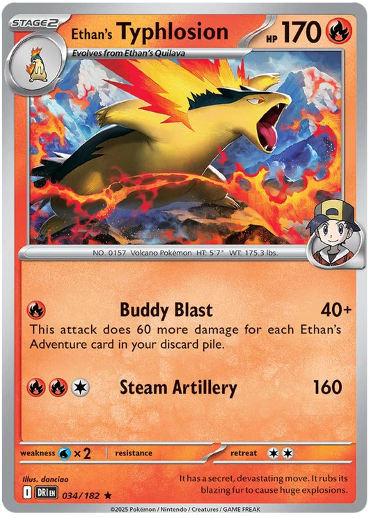 Ethan's Typhlosion Holo #034 Destined Rivals Pokémon kaart met glanzende holo-afwerking