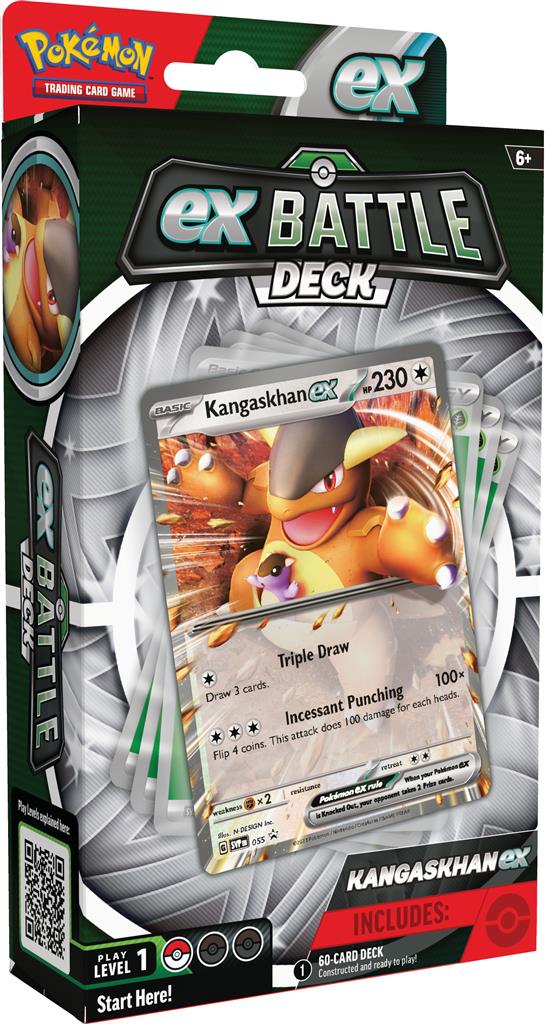 Pokémon TCG ex Battle Decks met Kangaskhan en Greninja ex, inclusief deckbox, munt en dobbelstenen.