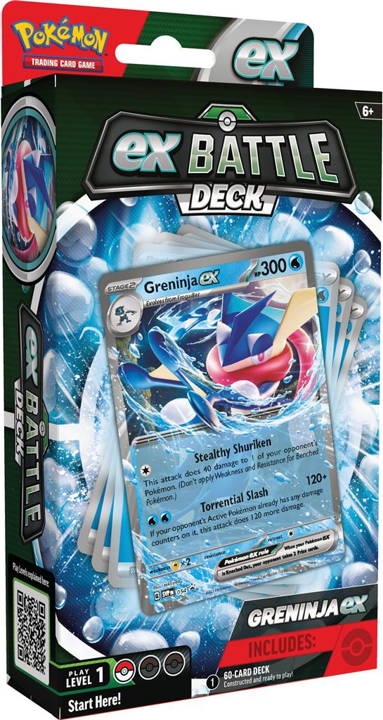 Pokémon TCG ex Battle Decks met Kangaskhan en Greninja ex, inclusief deckbox, munt en dobbelstenen.