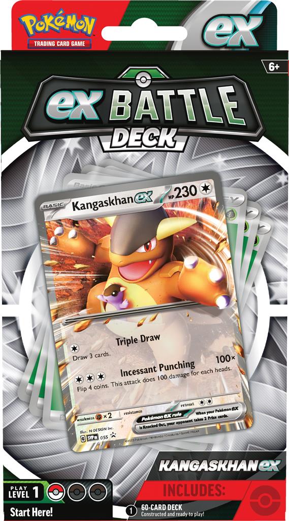 Pokémon TCG ex Battle Decks met Kangaskhan en Greninja ex, inclusief deckbox, munt en dobbelstenen.