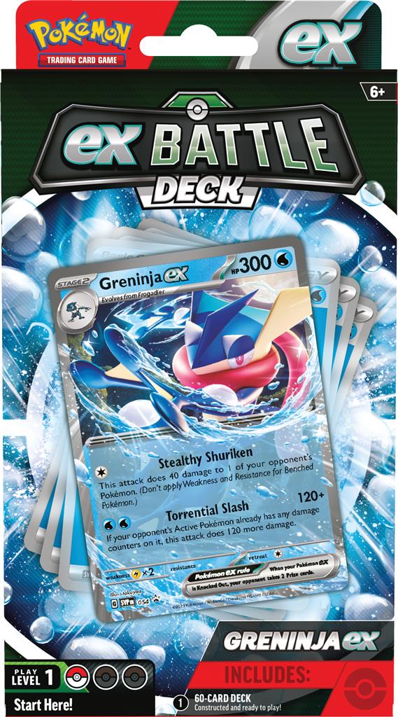 Pokémon TCG ex Battle Decks met Kangaskhan en Greninja ex, inclusief deckbox, munt en dobbelstenen.