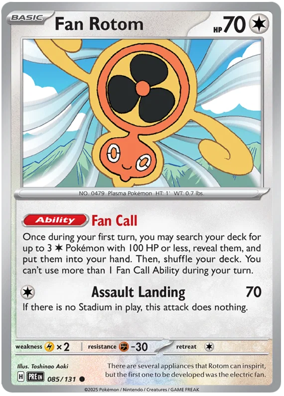 Fan Rotom #085 common Pokémon kaart uit de Prismatic Evolutions set