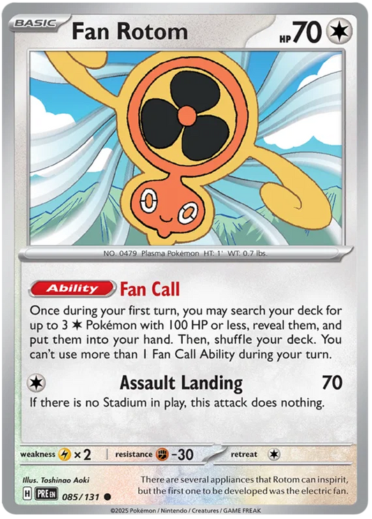 Fan Rotom #085 common Pokémon kaart uit de Prismatic Evolutions set