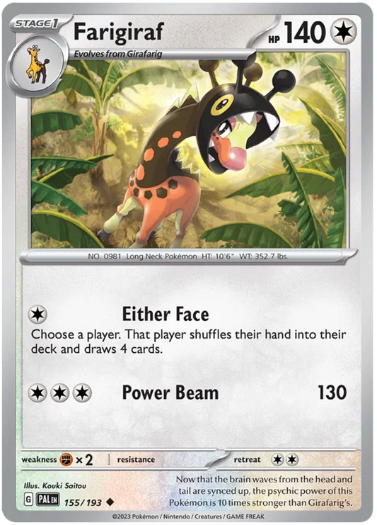 Farigiraf #155 common kaart uit de Pokémon Paldea Evolved set