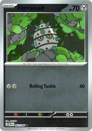 Ferroseed #062 Reverse Holo kaart uit de Pokémon set Chaos Rising
