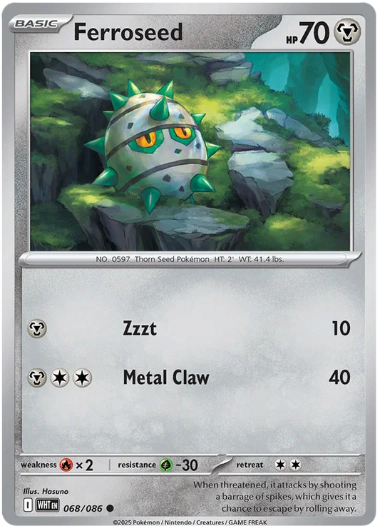 Ferroseed common Pokémon kaart uit de White Flare set, kaartnummer 068