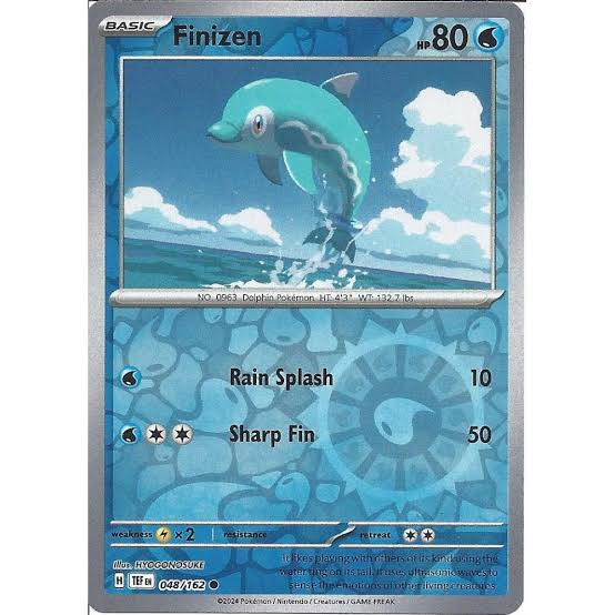 Finizen Reverse Holo Pokémon kaart uit de Temporal Forces set, kaartnummer 048