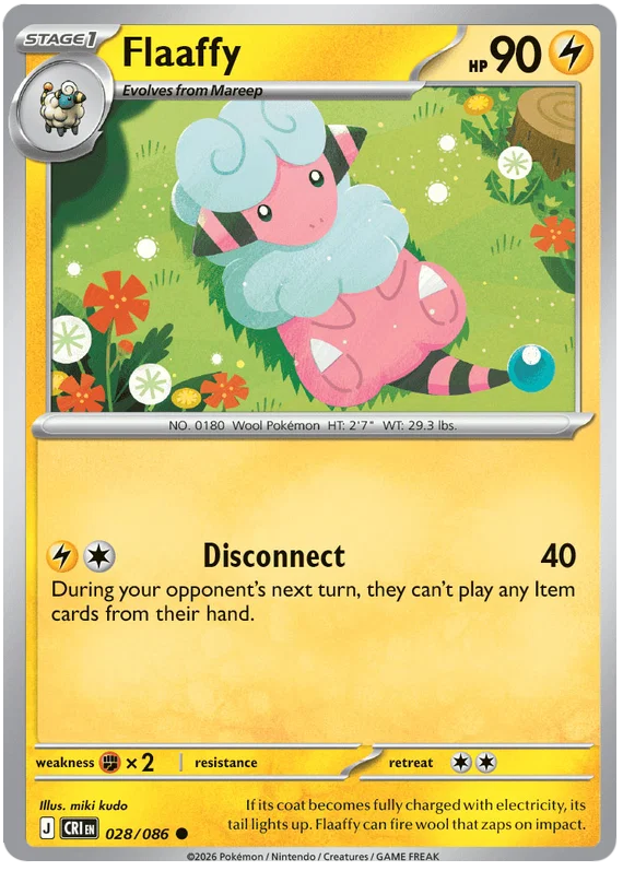 Flaaffy #028 common Pokémon kaart uit de Chaos Rising set