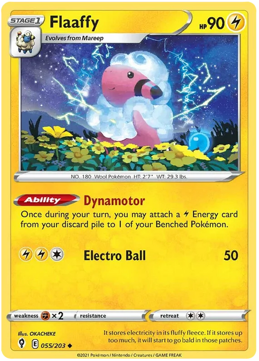 Flaaffy Pokémon kaart Evolving Skies – Elektrische common kaart voor Pokémon verzamelaars en spelers