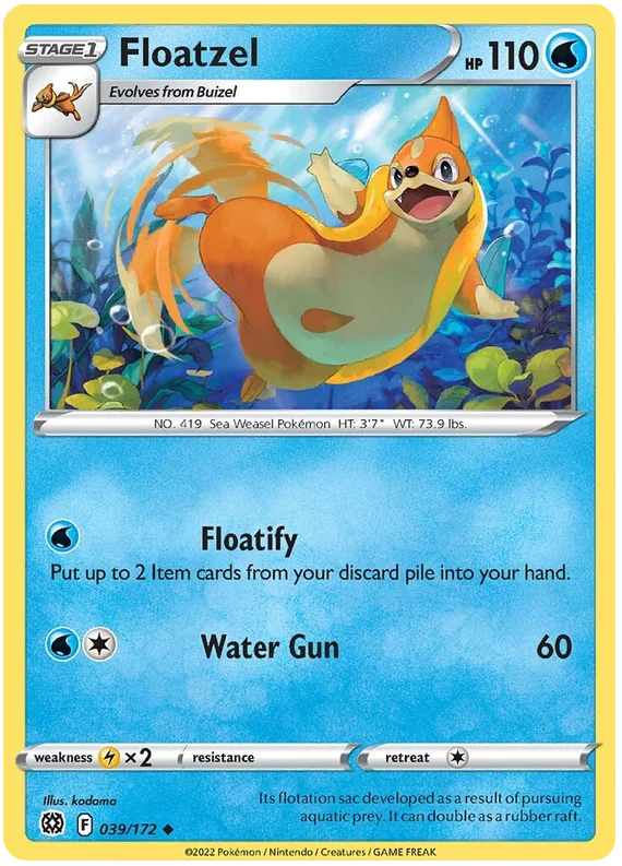 Floatzel 039 losse Pokémon kaart uit Brilliant Stars