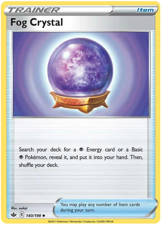 Fog Crystal trainer item kaart nummer 140/198 uit de Pokémon Chilling Reign set