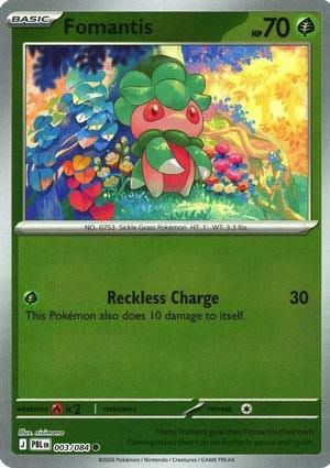 Fomantis Reverse Holo Pitch Black Pokémon kaart nummer 003 uit de collectie