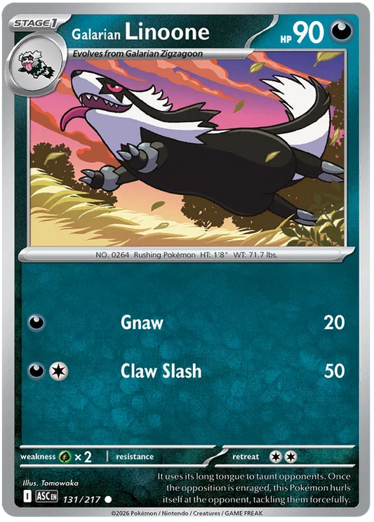 Galarian Linoone common kaart nummer 131 uit de Ascended Heroes Pokémon set