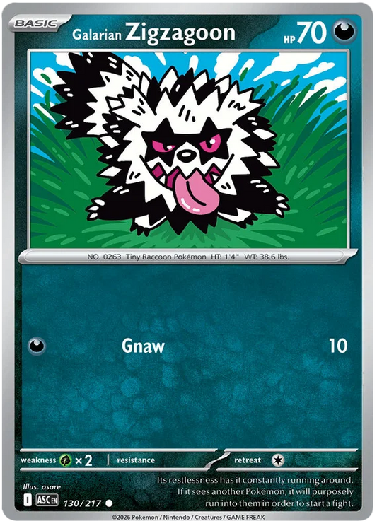 Galarian Zigzagoon common Pokémon kaart nummer 130 uit de Ascended Heroes set