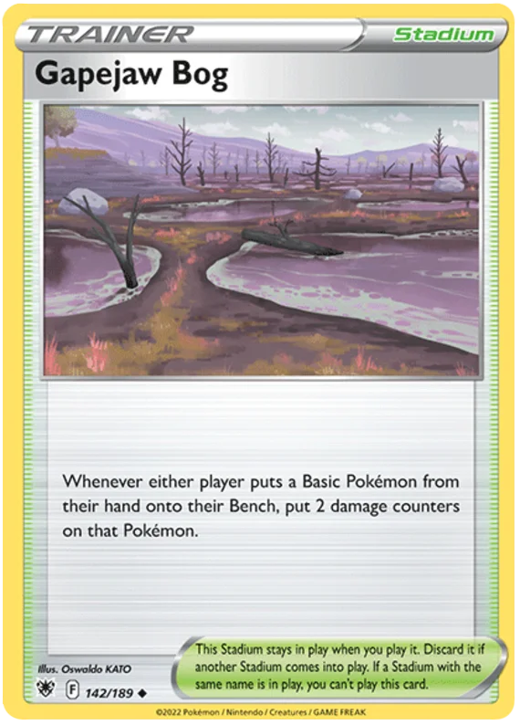Gapejaw Bog Pokémon kaart Stadium Trainer uit Astral Radiance set nummer 142/189