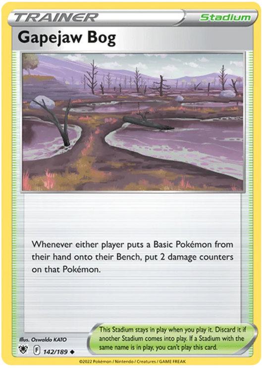Gapejaw Bog Pokémon kaart Stadium Trainer uit Astral Radiance set nummer 142/189