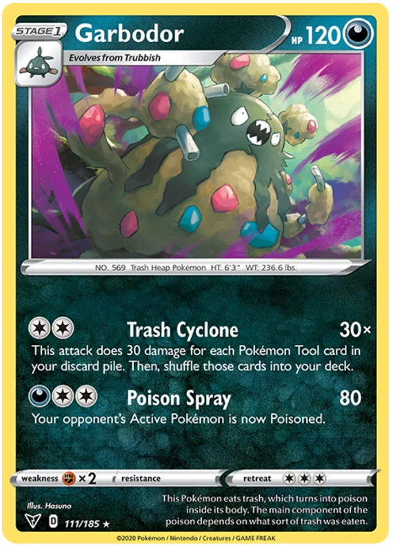 Garbodor common kaart uit de Vivid Voltage set – Pokémon TCG.