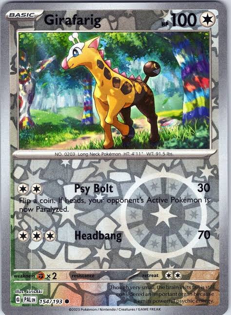 Girafarig Reverse Holo #154/193 losse kaart uit de Paldea Evolved Pokémon set