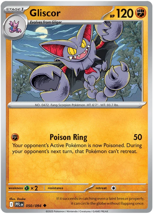 Gliscor common Pokémon kaart nummer 050 uit de Phantasmal Flames set