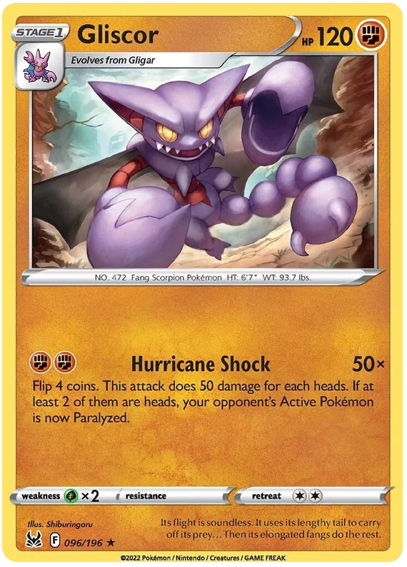 Gliscor common Pokémon kaart uit de Lost Origin set met 120 HP