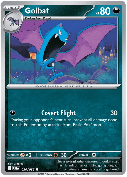 Golbat #50 common Pokémon kaart uit de Chaos Rising set