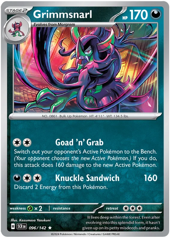 Grimmsnarl Holo kaart nummer 096 uit de Pokémon Stellar Crown set