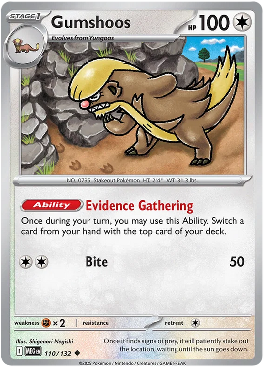 Gumshoos #110 common Pokémon kaart uit de Mega Evolution set