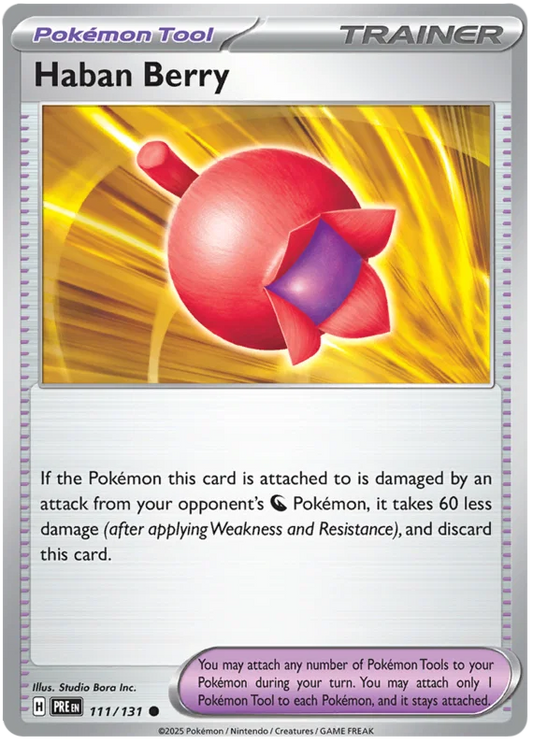 Haban Berry #111 common Pokémon kaart uit Prismatic Evolutions set