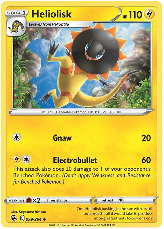 Heliolisk Pokémon kaart uit Fusion Strike – elektrische common kaart voor je Pokémon verzameling