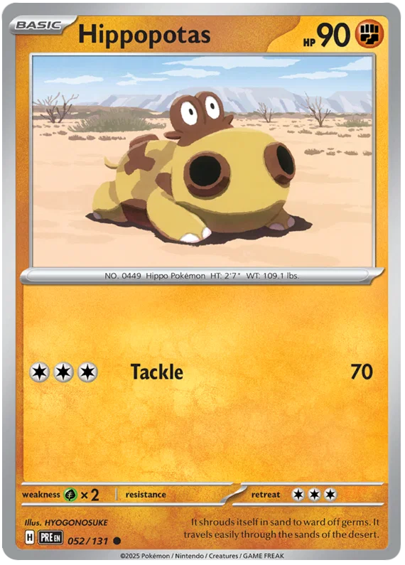 Hippopotas #052 common Pokémon kaart uit de set Prismatic Evolutions