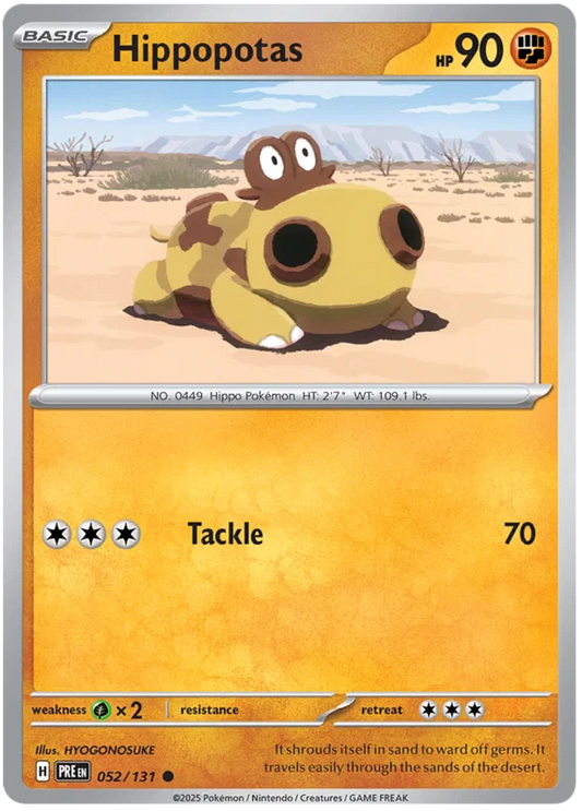 Hippopotas #052 common Pokémon kaart uit de set Prismatic Evolutions