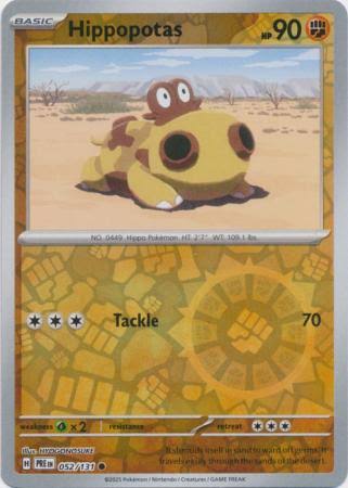 Hippopotas Reverse Holo kaart #052 uit Pokémon Prismatic Evolutions set