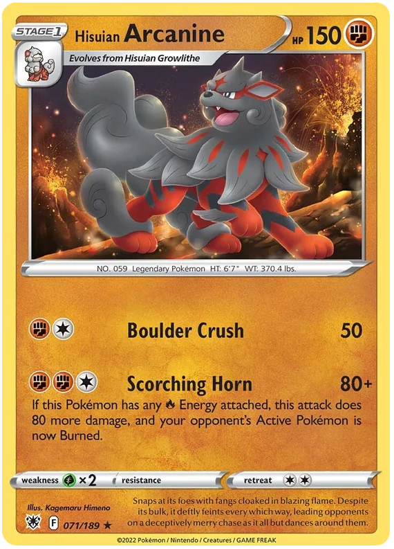 Hisuian Arcanine common kaart 071/189 uit de Astral Radiance set