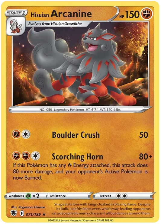 Hisuian Arcanine common kaart 071/189 uit de Astral Radiance set