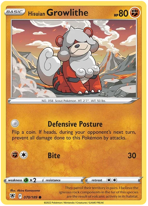 Hisuian Growlithe common kaart #070/189 uit de Astral Radiance set
