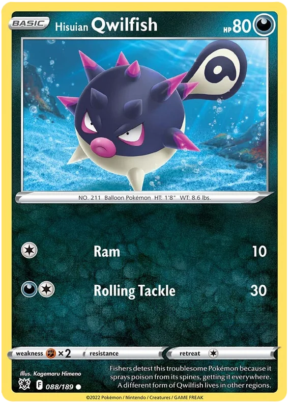 Hisuian Qwilfish common kaart 088/189 uit Pokemon Astral Radiance set