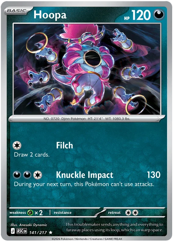 Hoopa Holo Pokémon kaart nummer 141 uit de set Ascended Heroes