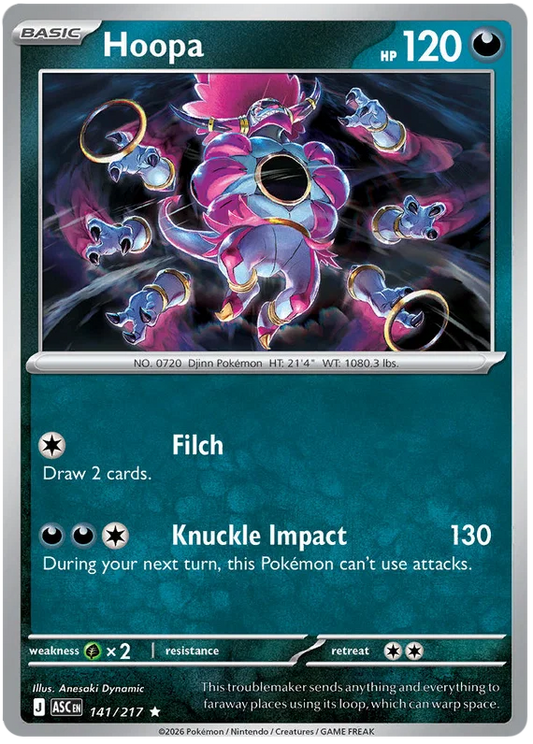 Hoopa Holo Pokémon kaart nummer 141 uit de set Ascended Heroes