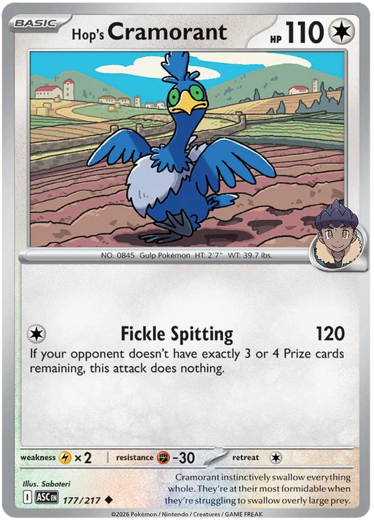 Hop's Cramorant 177/217 Uncommon Pokémon kaart uit de Ascended Heroes set