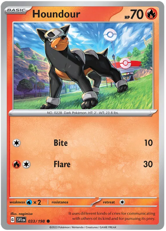 Houndour #033 common Pokémon kaart uit de Scarlet & Violet basisset
