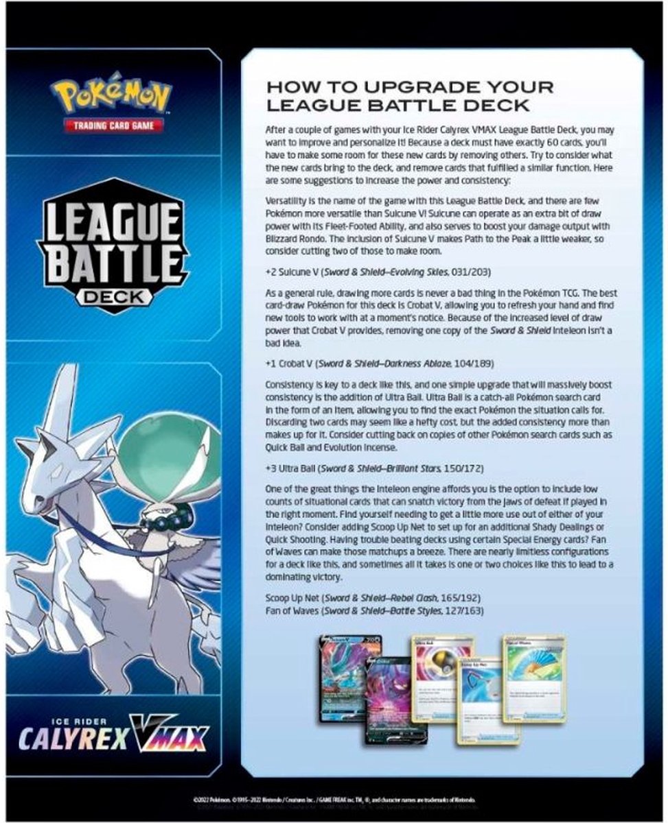 Pokémon Ice Rider Calyrex VMAX League Battle Deck compleet speelbaar deck met accessoires