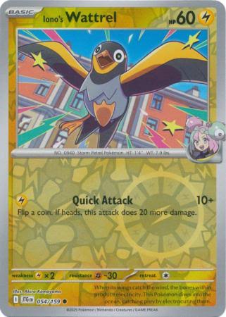 Iono's Wattrel reverse holo Pokémon kaart #054 uit de Journey Together set