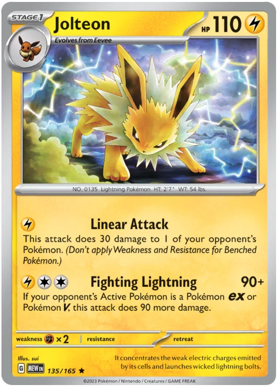 Jolteon Holo #135/165 losse Pokémon kaart uit de 151 set