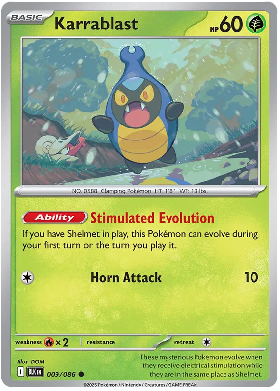 Karrablast #009 common kaart uit de Pokemon Black Bolt set